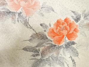 アンティーク　手描き牡丹模様刺繍名古屋帯